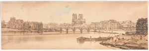 Eine Auswahl von zwanzig der malerischsten Ansichten in Paris: Blick auf Pont de la Tournelle und Notre Dame vom Arsenal aus