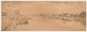 Eine Auswahl von zwanzig der malerischsten Ansichten in Paris: Blick auf die Tuillerien und die Brücke, aufgenommen von der Pont de la Concorde