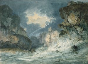 Dunstanburgh Castle, Northumberland, in einem Gewitter, ca. 1794 von Thomas Girtin