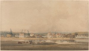 Dorf entlang eines Flussmündungsgebiets in Devon von Thomas Girtin
