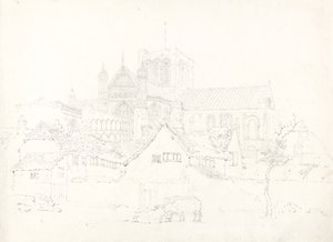 Kathedrale von Winchester, von Nordosten, ca. 1795 von Thomas Girtin