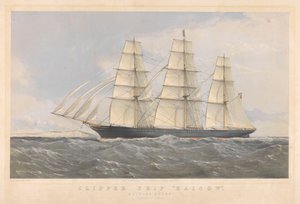 Clipper-Schiff Kaisow auf dem Weg nach draußen, Januar 1869