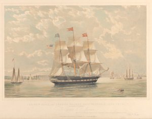 Das New Yorker und Londoner Paket-Schiff Victoria (Einlaufen in den New Yorker Hafen), ca. 1839-44 von Thomas Goldsworth Dutton