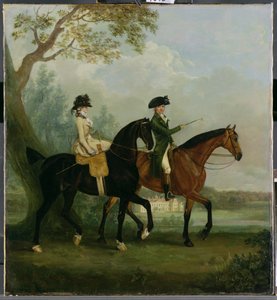Die ehrenwerte Marcia Pitt reitet mit ihrem Bruder, dem ehrenwerten George Pitt (später 2. Lord Rivers) im Park von Stratfield Saye House, 1782 von Thomas Gooch