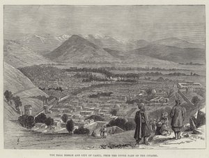 Der Bala Hissar und die Stadt Kabul, vom oberen Teil der Zitadelle
