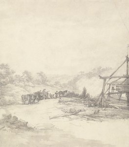 Entladen von Grubenstützen in Coalbrookdale von Thomas Hearne