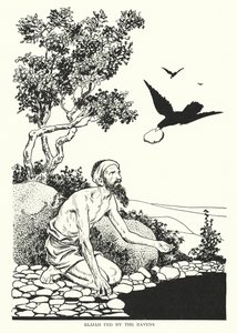 Elia wird von den Raben gefüttert von Thomas Heath Robinson