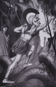 Jason sprang vor und riss das Vlies vom Baumstamm von Thomas Heath Robinson