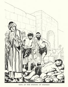 Saul bei der Steinigung des Stephanus