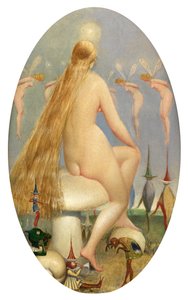 Fee sitzt auf einem Pilz von Thomas Heatherley