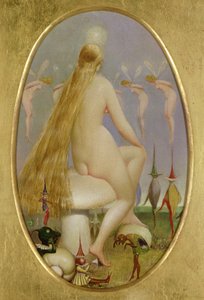 Fee auf einem Pilz sitzend, ca. 1860