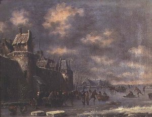 Winterlandschaft mit Figuren von Thomas Heeremans