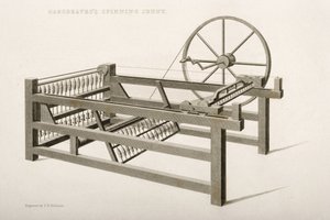 Die Spinning Jenny, erfunden von James Hargreaves im Jahr 1764, 1835 von Thomas Henry Nicholson