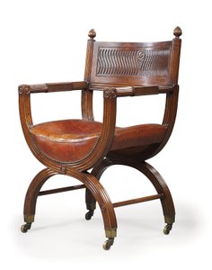 Spätviktorianischer Mahagoni-X-Rahmen-Sessel, zugeschrieben Marsh, Jones & Cribb, nach einem Entwurf von Thomas Hope, ca. 1880