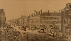 Broadway, New York, 1836 (Zeigt Webbs Emporium des Lichts)