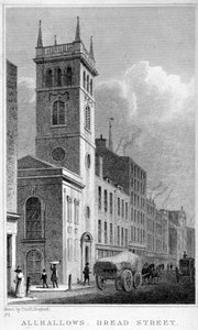 All Hallows Church, Bread Street, London, 1829