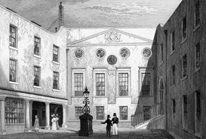 Apothekerhalle, Pilgrim St., Blackfriars, graviert von J. Hinchliff, 1831