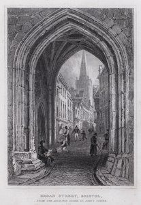 Broad Street, Bristol, vom Torbogen unter dem St John