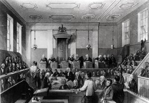 Zentraler Strafgerichtshof, The Old Bailey, graviert von H. Melville von Thomas Hosmer Shepherd
