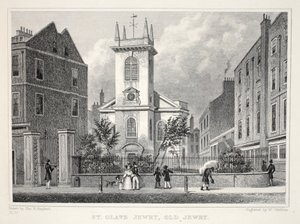Kirche St. Olave Jewry, Old Jewry, aus London und seine Umgebung im neunzehnten Jahrhundert, veröffentlicht von Jones und Co., 1827-1829 von Thomas Hosmer Shepherd