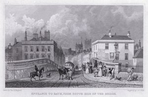 Eingang nach Bath, von der Südseite der Brücke (Stich) von Thomas Hosmer Shepherd