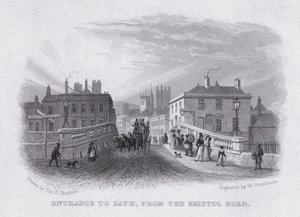 Eingang nach Bath, von der Bristol Road (Stich) von Thomas Hosmer Shepherd
