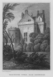 Merchiston Tower, bei Edinburgh (Gravur)