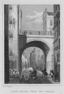 South Bridge, von der Cowgate (Gravur) von Thomas Hosmer Shepherd