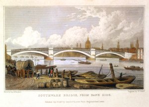 Southwark Bridge von Bank Side, London von Thomas Hosmer Shepherd