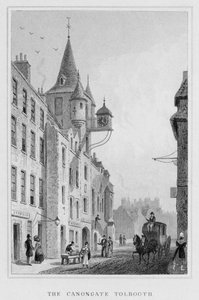Das Canongate Tolbooth, Edinburgh, graviert von Thomas Barber, 1829 von Thomas Hosmer Shepherd