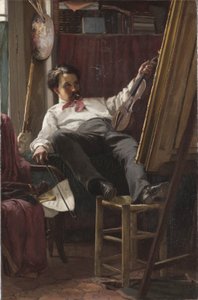 Selbstporträt des Künstlers in seinem Atelier