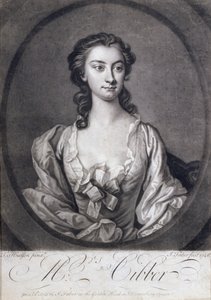 Porträt von Mrs. Cibber, Schauspielerin und Sängerin, graviert von John Faber, 1746