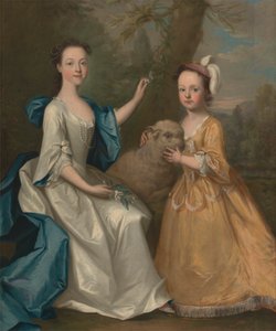 Junge Frauen mit einem Lamm von Thomas Hudson