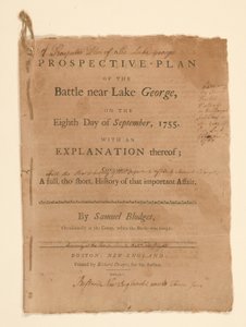 Ein projektiver Plan der Schlacht am Lake George. Text (Teil B) von Samuel Blodgett von Thomas Johnston