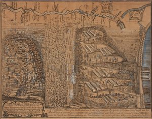 Ein Plan der Schlacht bei Lake George am 8. September 1755
