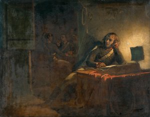 Innenansicht mit britischen Armeeoffizieren von Thomas Jones Barker