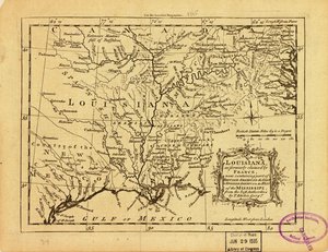 Louisiana, ehemals von Frankreich beansprucht, jetzt Teil von Britisch-Amerika im Osten und Spanisch-Amerika im Westen des Mississippi