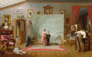 Innenraum mit Porträts, ca. 1865