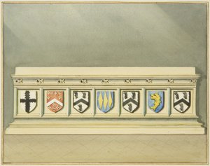 Heraldik auf dem Grab von Walter Frampton in der St John