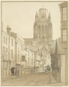 Nordansicht der St. Mary Redcliffe Kirche von der Redcliffe Street aus von Thomas Leeson the Elder Rowbotham