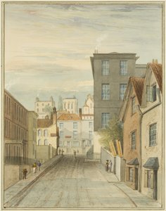 Teil der Magdalen (Lower Maudlin) Lane zeigt das Krankenhaus von Thomas Leeson the Elder Rowbotham