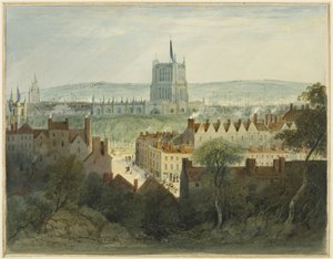 Die Kathedrale, College Green und College Street von Thomas Leeson the Elder Rowbotham