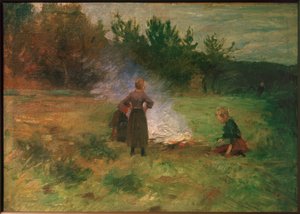 Mädchen am Lagerfeuer von Thomas Ludwig Herbst