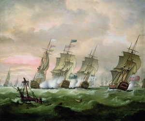 Admiral Sir Edward Hawke besiegt Admiral M. de Conflans in der Biskaya