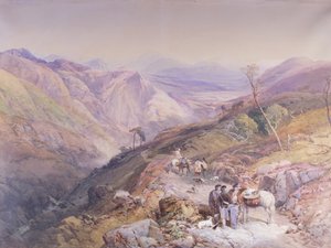 Glenshee vom Teufelsbogen, Aberdeenshire, Blick Richtung Spital, 1853 von Thomas Miles II Richardson