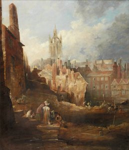 Ausgrabungen für die High Level Bridge, Newcastle upon Tyne, ca. 1846 von Thomas Miles Richardson