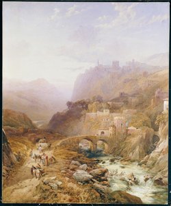 Figuren auf der Straße unterhalb von Fort Leon, Sizilien, 1879 von Thomas Miles Richardson