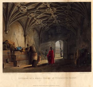Innenraum einer kleinen Kapelle im Tynemouth Priory, 1820 von Thomas Miles Richardson