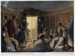 Eingang zur Kapelle des Heiligen Grabes. In "Ansichten in Ägypten" von Thomas Milton