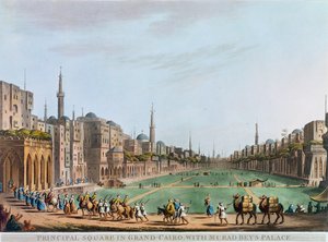 Hauptplatz in Groß-Kairo, mit Murad Beys Palast, Ägypten, 1802